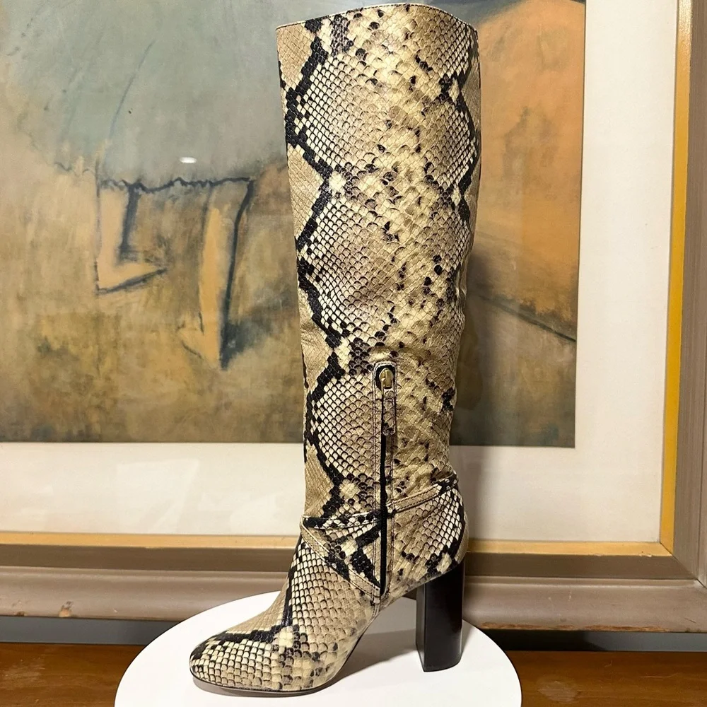 🌹TORY BURCH 🌹Pull-on Snake-embossed Leather Knee-high Boot  Size: 5.5 - Picture 4 of 9